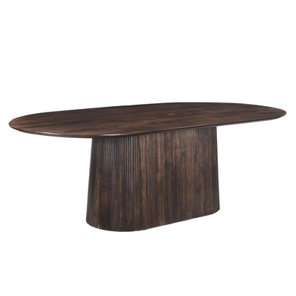 Salvator eettafel Walnut schuin van boven met ovaal mangohouten blad