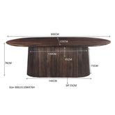 Maatschets van de ovale Salvator eettafel, 300 bij 110 bij 76 cm