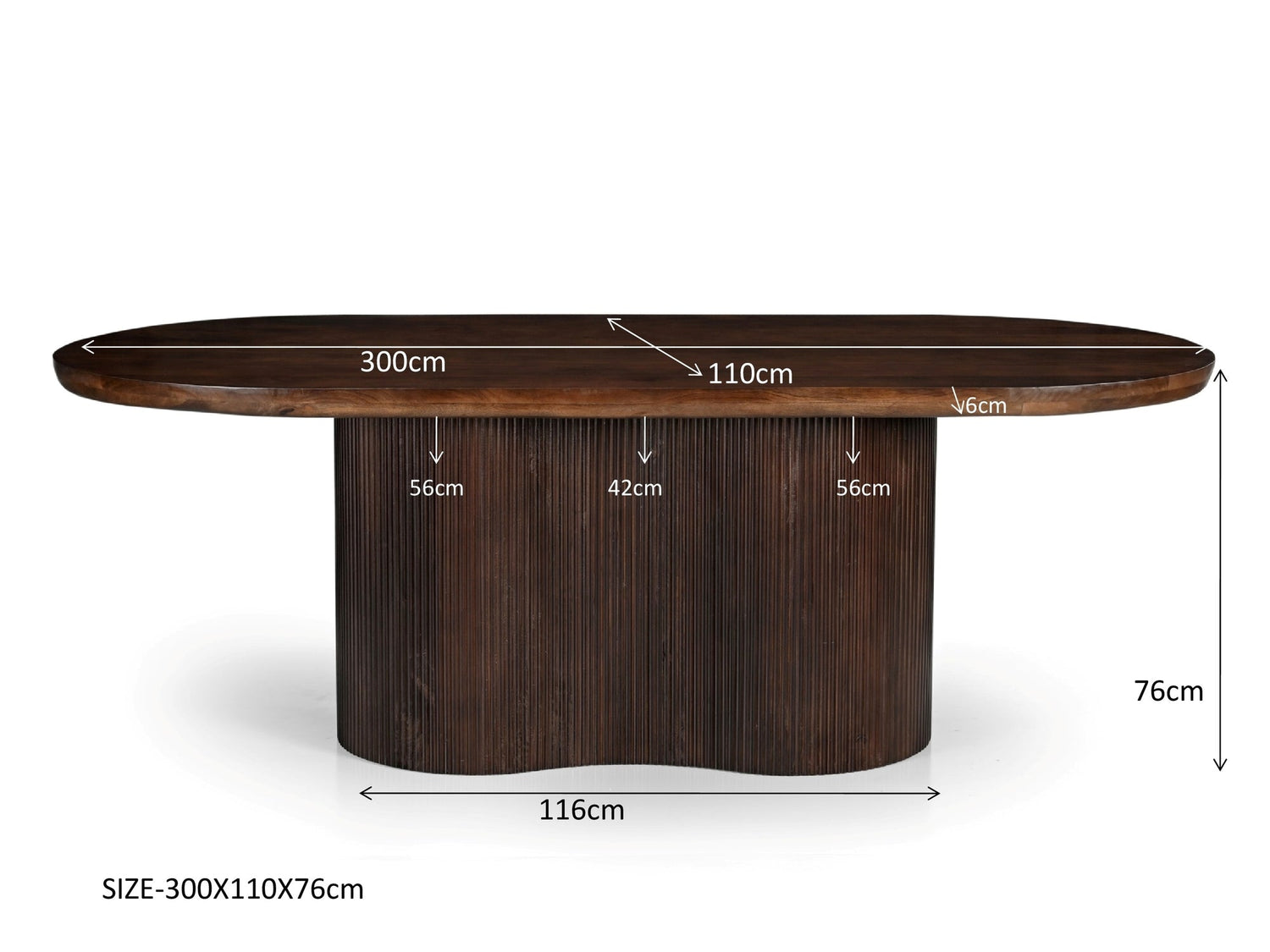 Eettafel Sevilla Chestnut 300cm van massief mangohout voor de eetkamer