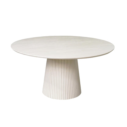 Ronde eettafel Solana van Starfurn in zandkleurig mangohout met een diameter van 150 cm