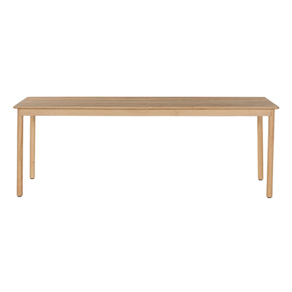 Vooraanzicht van de Tobago eettafel in naturel eiken met slanke ronde poten