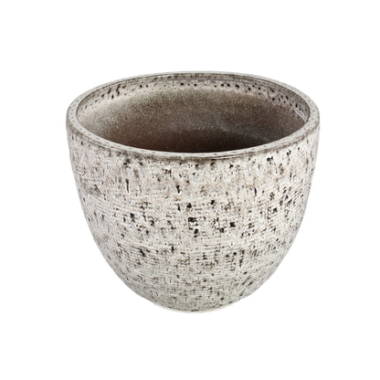 Elana White Round Ceramic Pot With Grey Pattern L dia30xH29cm PTMD - Pot - PTMD - livinglovely.nl