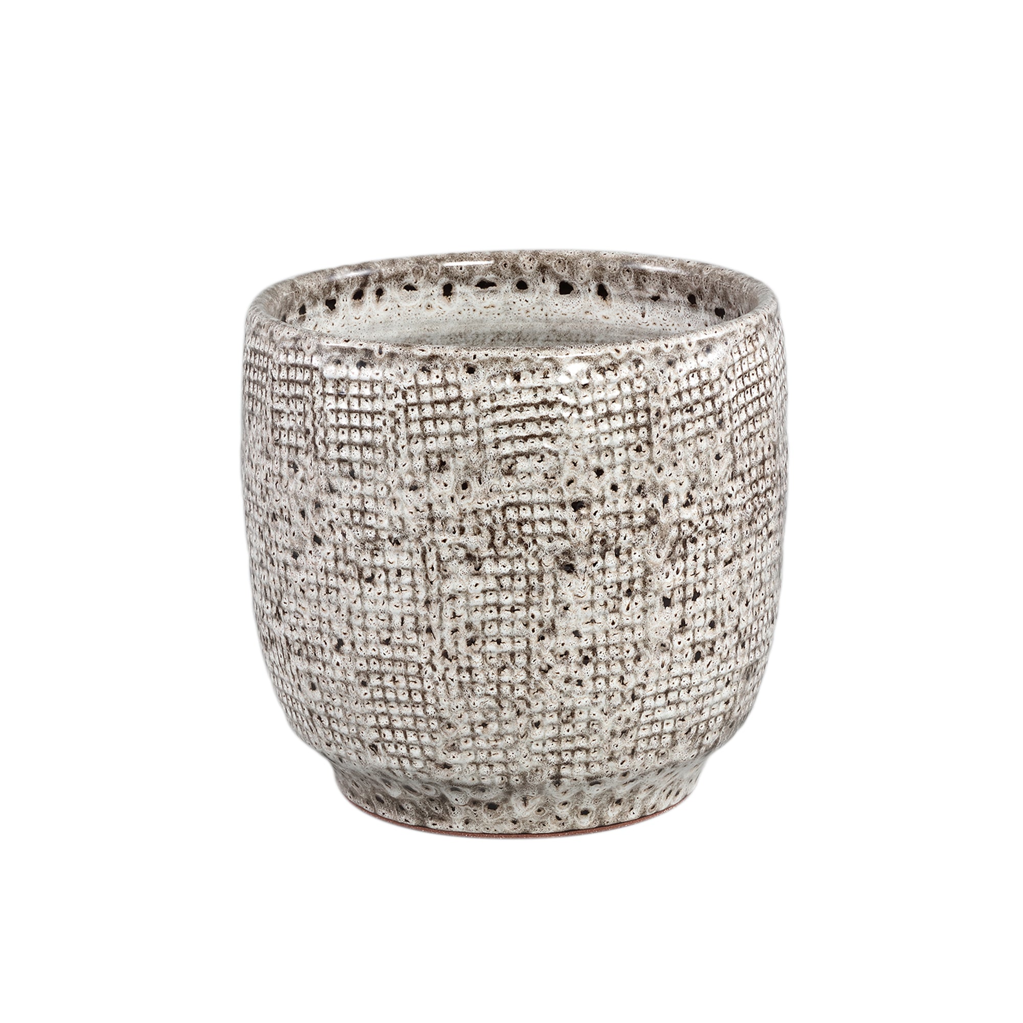 Elana White Round Ceramic Pot With Grey Pattern L dia30xH29cm PTMD - Pot - PTMD - livinglovely.nl