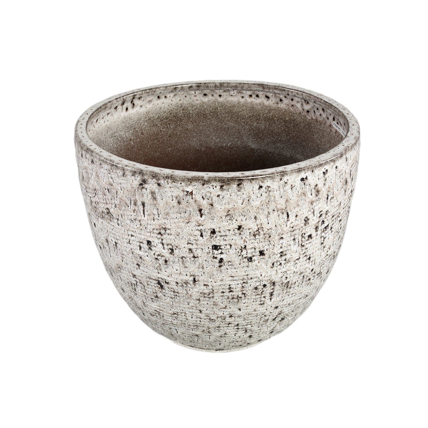 Elana White Round Ceramic Pot With Grey PatternXXL 50x50.5x44cm PTMD - Pot - PTMD - livinglovely.nl