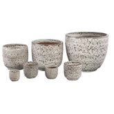 Elana White Round Ceramic Pot With Grey PatternXXL 50x50.5x44cm PTMD - Pot - PTMD - livinglovely.nl