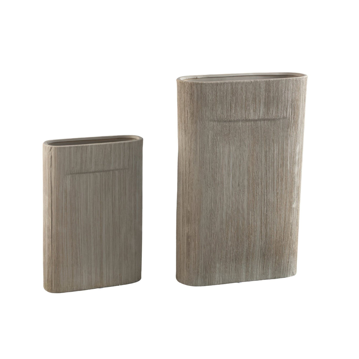 Elenia pot small van PTMD van opzij, slanke khaki ovale vorm in keramiek