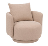 Elin Fauteuil Opulence Beige Rond van PTMD, schuin aanzicht van de ronde vorm