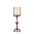 Eliviana Brass Casted Alu Stormlight Beige Glass M van PTMD, messingkleurig windlicht met beige glas op witte achtergrond