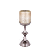 Eliviana Brass Casted Alu Stormlight Beige Glass M van PTMD, tweede aanzicht van het windlicht op witte achtergrond