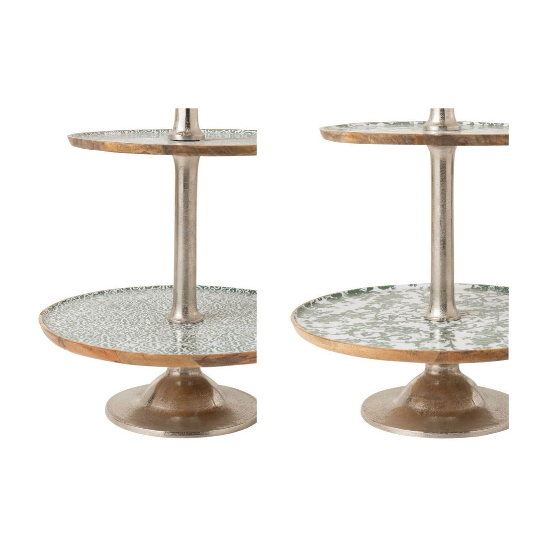 Etagere 3 Ebenen Mangoholz Grün/Weiß 2er-Set J-Line