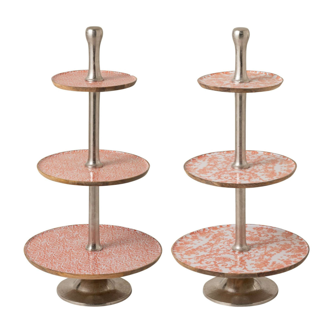 Etagere 3 Ebenen Mangoholz Orange/Weiß 2er-Set J-Line