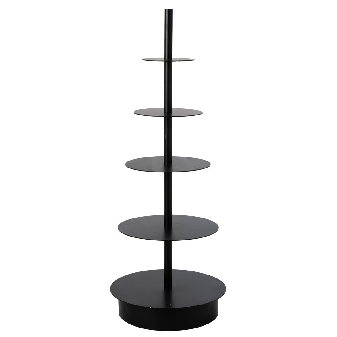 Etagere Rond 5 Laags Metaal Zwart van J-Line, zwarte etagere met vijf ronde bladen van 180cm