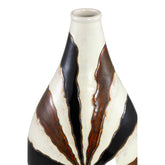 Evelin Dark Brown Oval Ceramic Vase With Lines S 23x15x44.5cm PTMD - Vaas - PTMD - livinglovely.nl