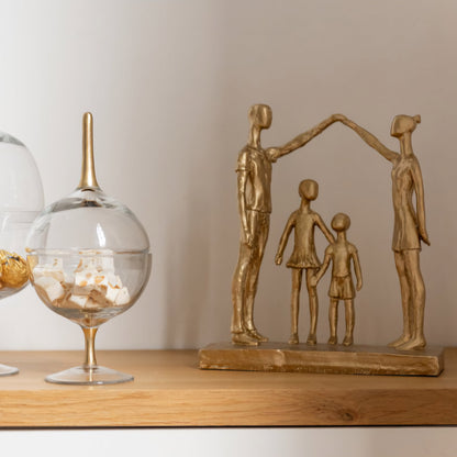 Familie Spelend Resine Goud - Beeld - J-Line - livinglovely.nl