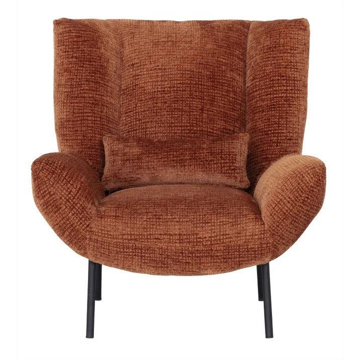 Detail grof geweven Glamour stof fauteuil Astro cinnamon