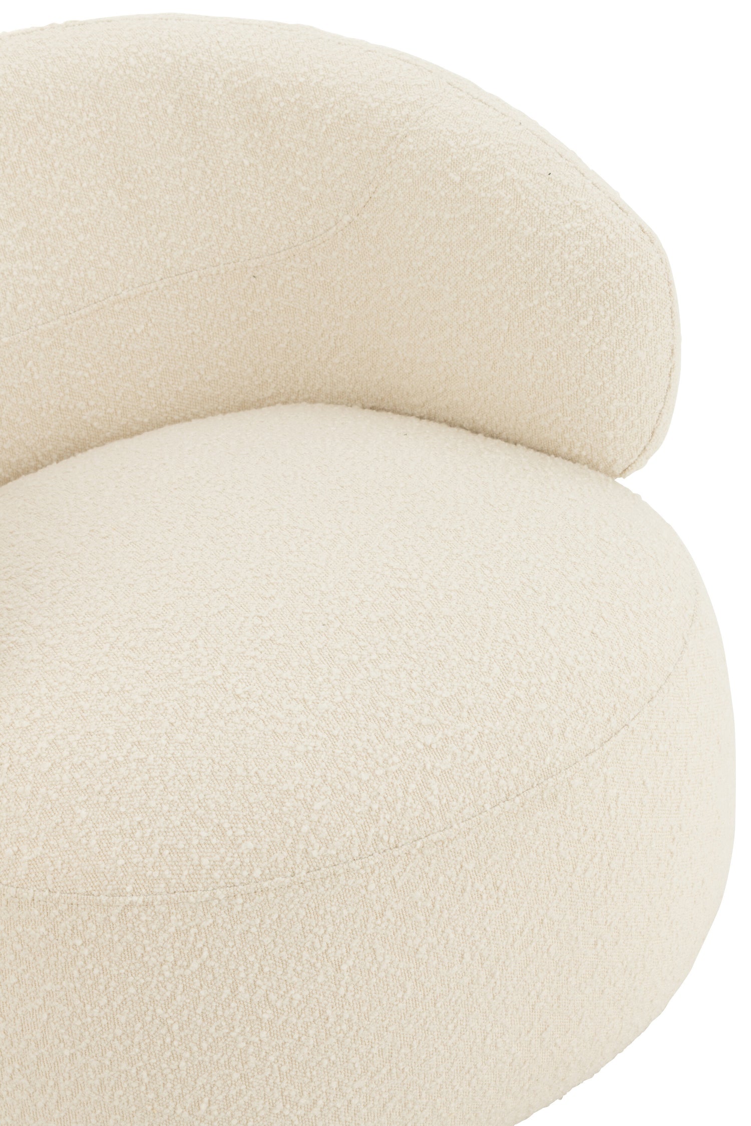 Fauteuil Draaiend Rond Schuim Ecru J-Line - Fauteuil - J-Line - livinglovely.nl