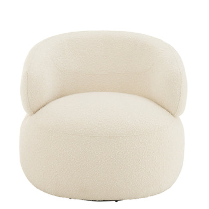Fauteuil Draaiend Rond Schuim Ecru J-Line - Fauteuil - J-Line - livinglovely.nl