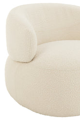 Fauteuil Draaiend Rond Schuim Ecru J-Line - Fauteuil - J-Line - livinglovely.nl