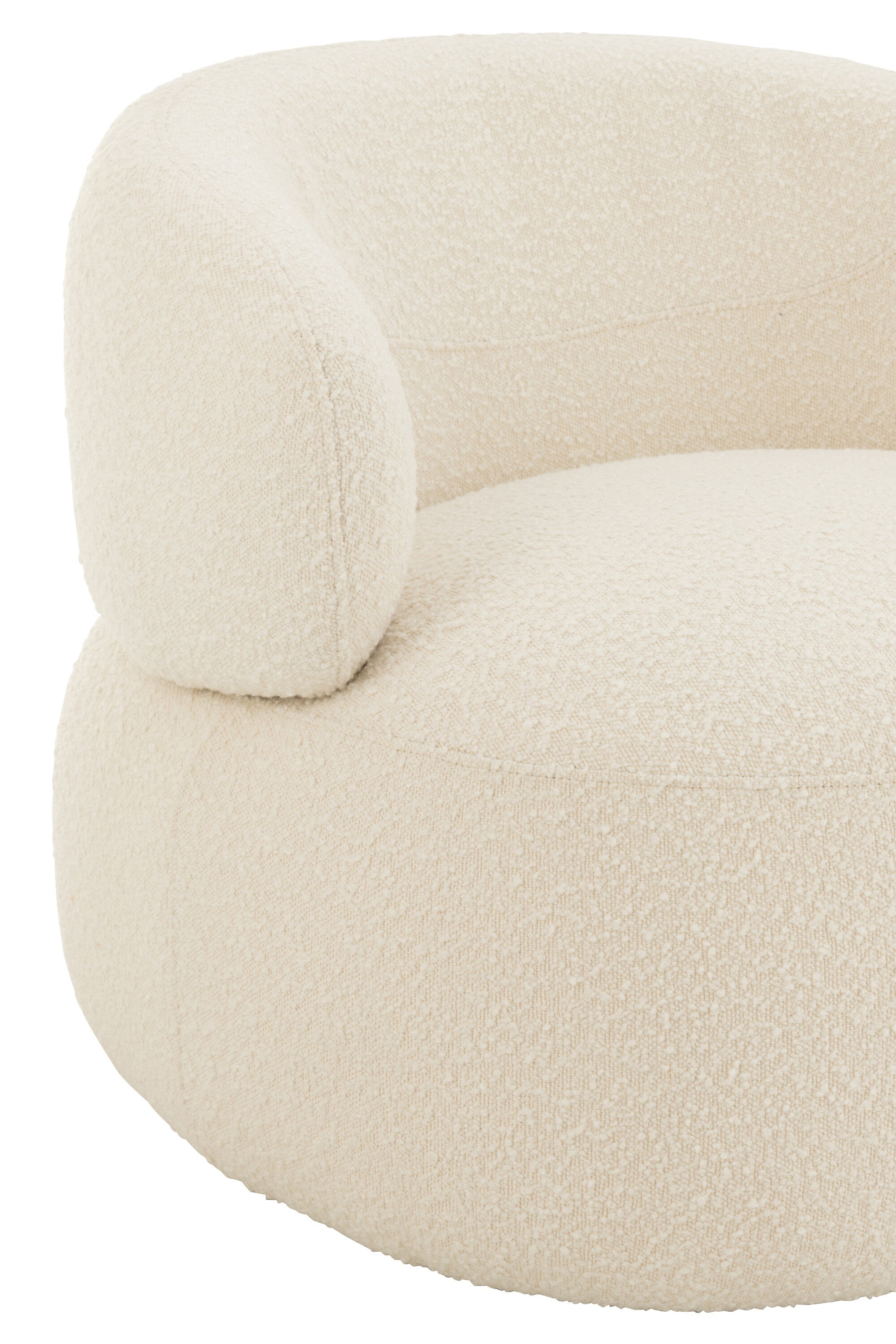 Fauteuil Draaiend Rond Schuim Ecru J-Line - Fauteuil - J-Line - livinglovely.nl