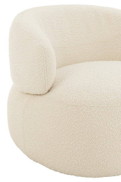 Fauteuil Draaiend Rond Schuim Ecru J-Line - Fauteuil - J-Line - livinglovely.nl