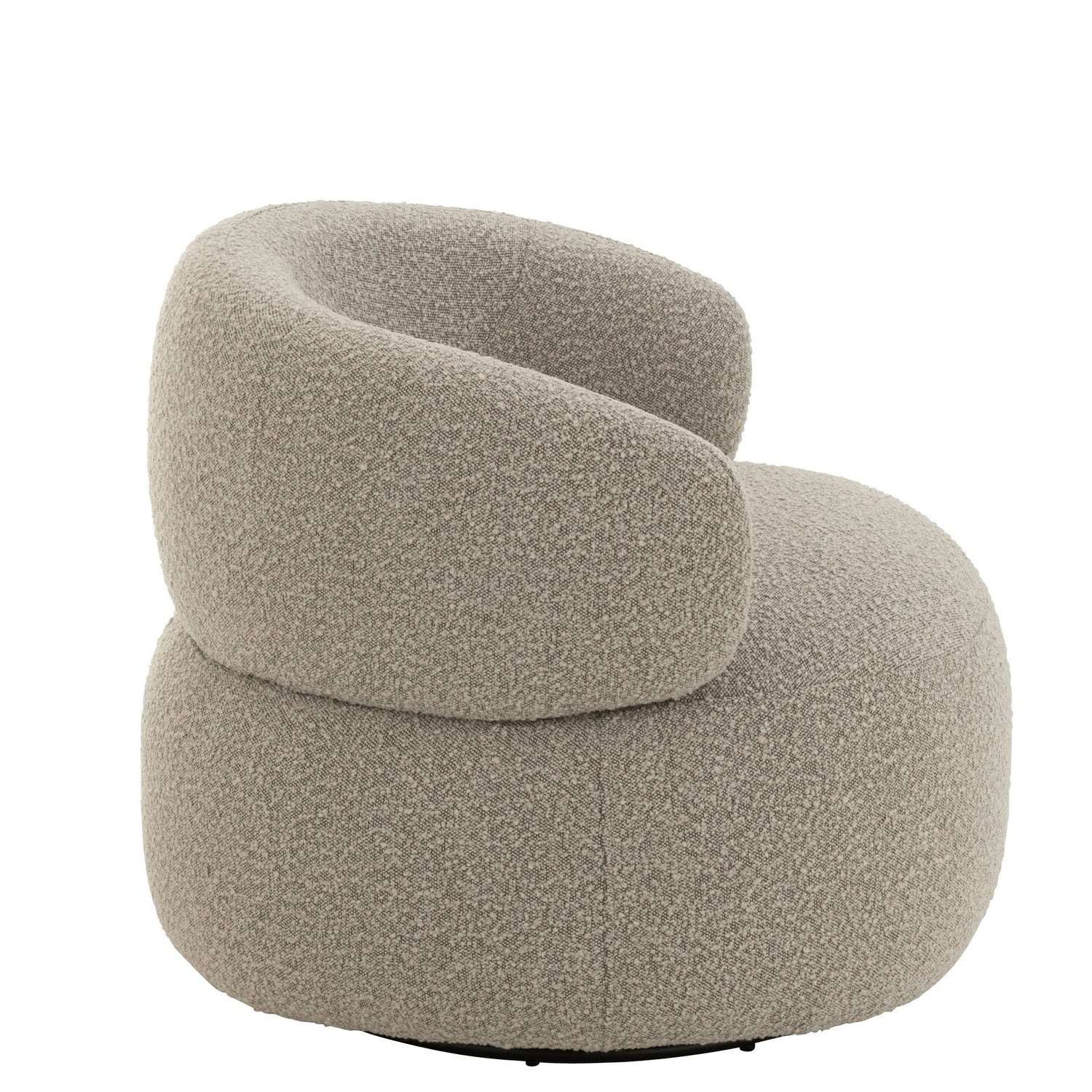 Fauteuil Draaiend Rond Schuim Taupe J-Line - Fauteuil - J-Line - livinglovely.nl
