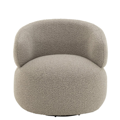 Fauteuil Draaiend Rond Schuim Taupe J-Line - Fauteuil - J-Line - livinglovely.nl