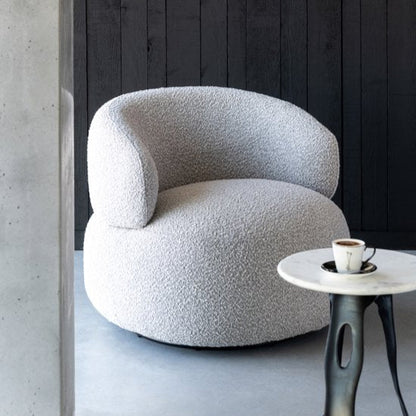 Fauteuil Draaiend Rond Schuim Taupe J-Line - Fauteuil - J-Line - livinglovely.nl