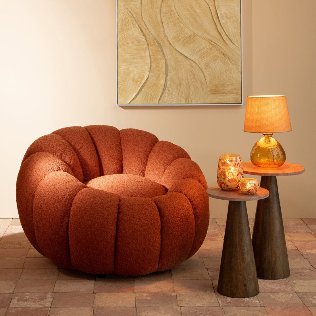 Sessel Flower Schaum Rostbraun J-Line