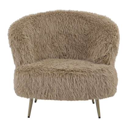 Franklyn fauteuil van PTMD in warme bruine Hair stof met ronde vormen