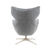 Fauteuil Julia van Starfurn met detail van de metalen draaivoet en de stof Storm 97