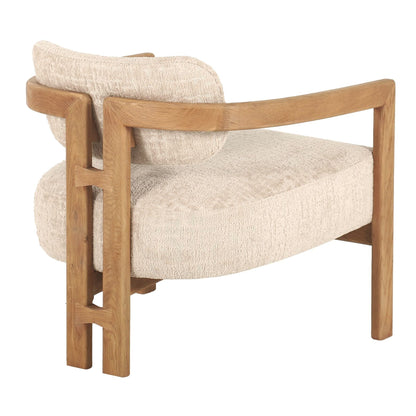 Naturel Kelly fauteuil met gewafelde Luxor stof vooraanzicht