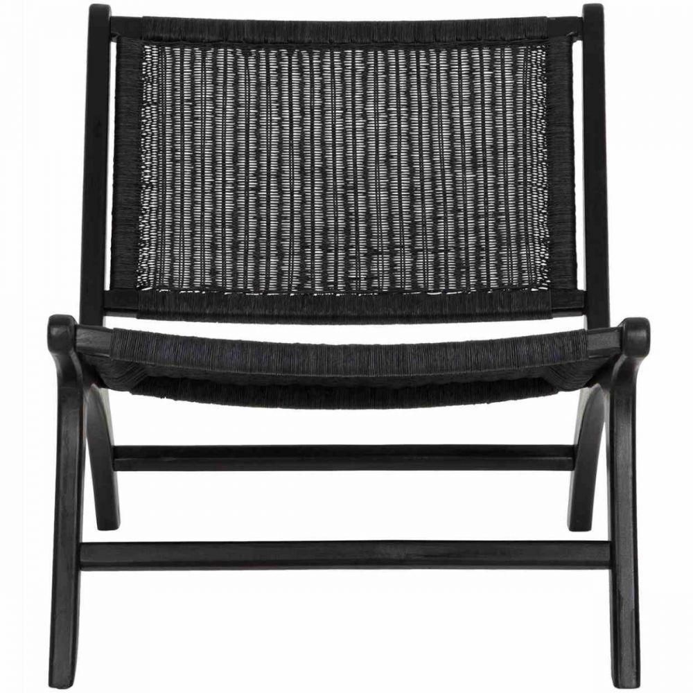 Detail van het zwarte vlechtwerk van de Fauteuil Lazy Loom van MUST Living