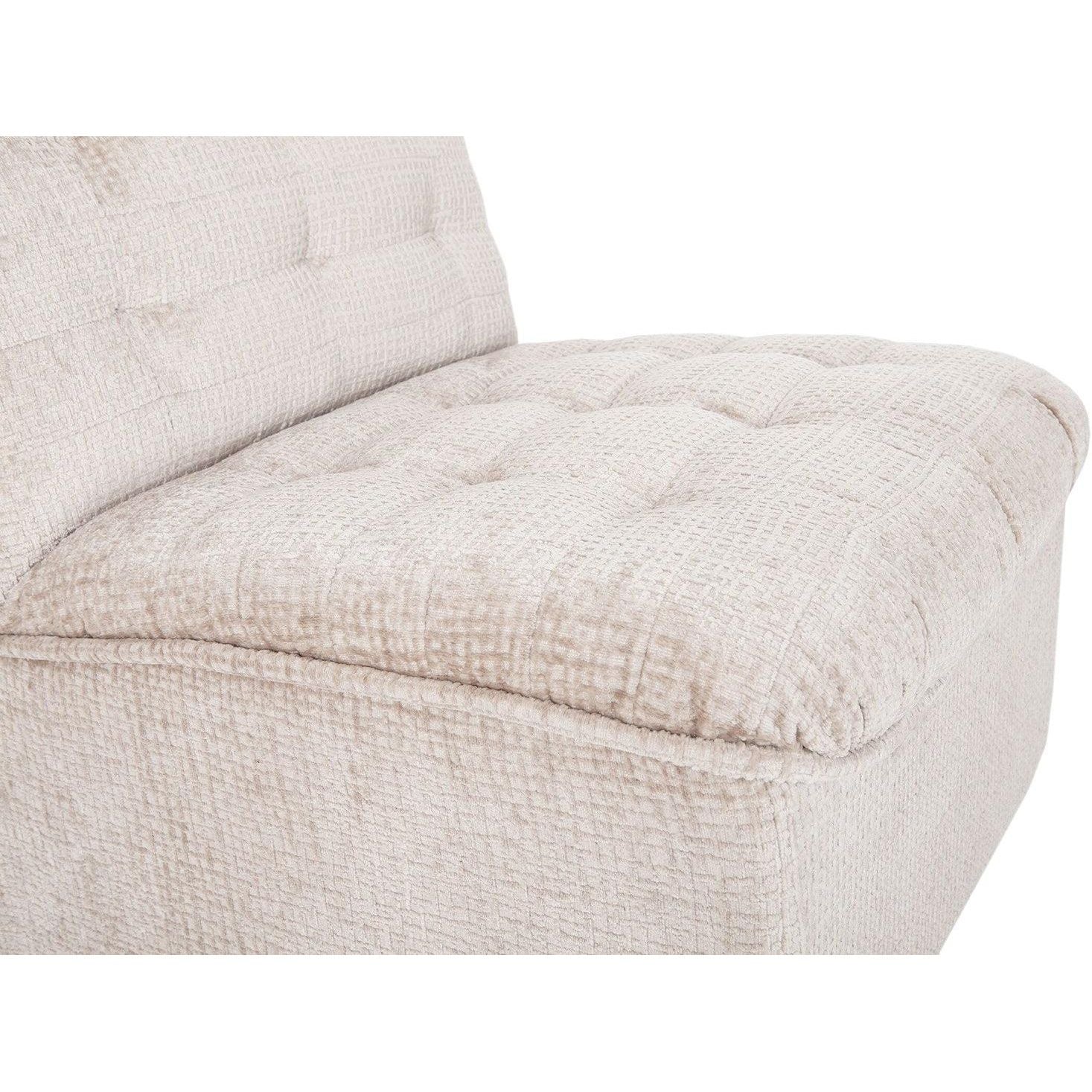 Fauteuil Liberty Glamour Naturel van MUST Living, close-up van de wafelstructuur in de stof