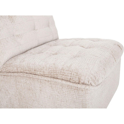 Fauteuil Liberty Glamour Naturel van MUST Living, close-up van de wafelstructuur in de stof