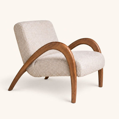 Fauteuil Maurice Loungestoel Beige van Pomax, productfoto in beige met de volledige vorm in beeld