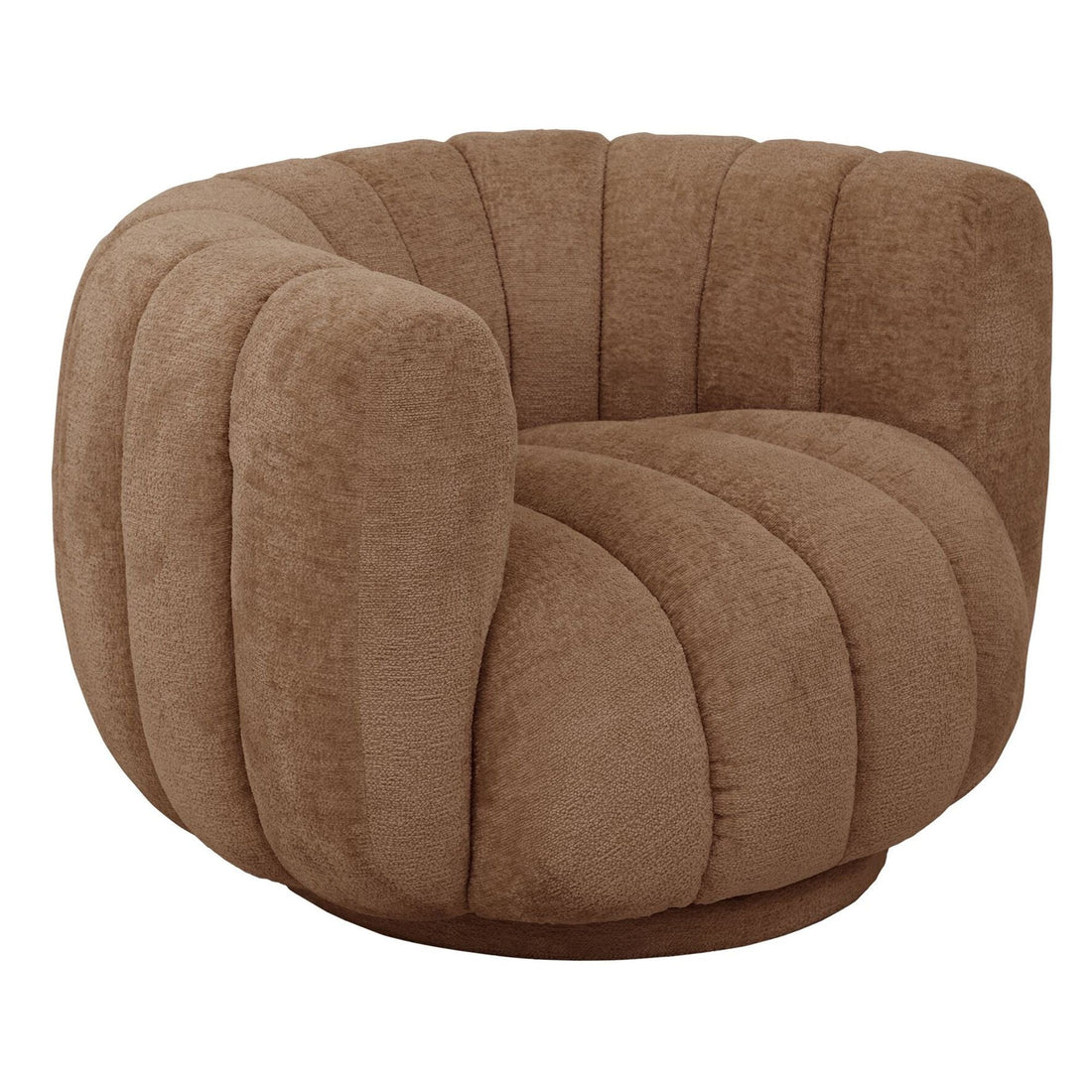 Cognac loungefauteuil Mello met ronde kuip en draaivoet