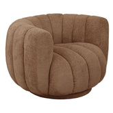 Cognac loungefauteuil Mello met ronde kuip en draaivoet