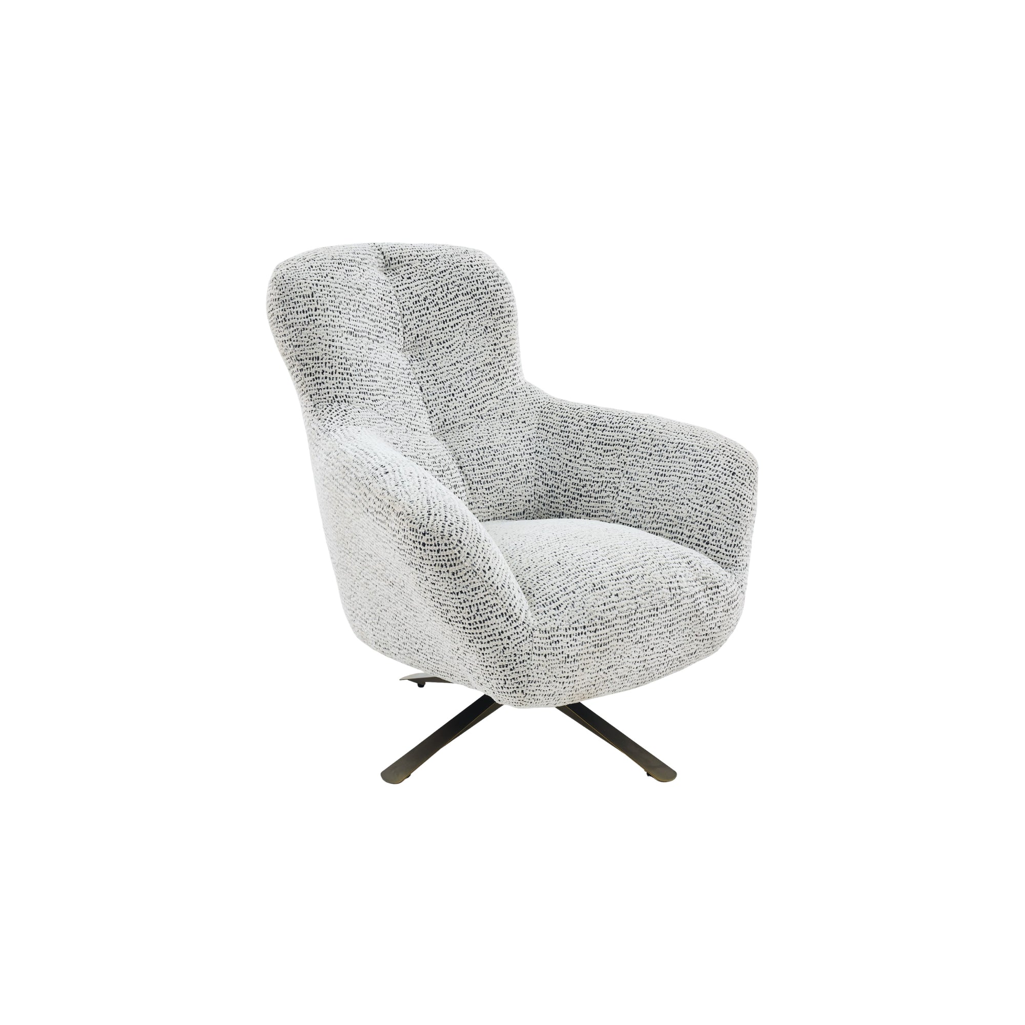 Fauteuil Nena Beige van Starfurn, zwart metalen draaibaar onderstel als modern contrast