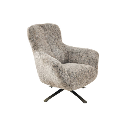 Fauteuil Nena Bruin van Starfurn, zwart metalen onderstel met draaifunctie