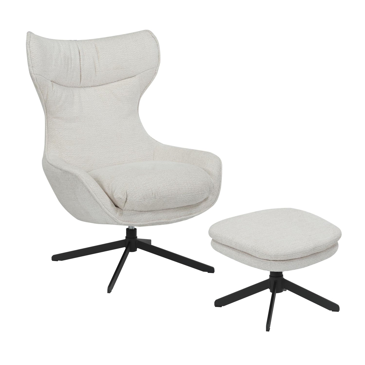 Fauteuil Olivia van Starfurn in zijaanzicht, met de omsluitende rugleuning en armleuning