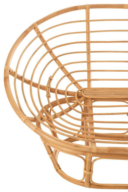 Fauteuil Roni Met Kussen Rotan Naturel/Wit - Fauteuil - J-Line - livinglovely.nl