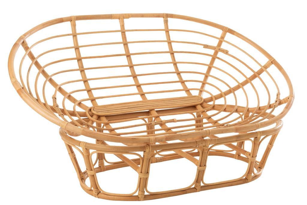 Fauteuil Roni Met Kussen Rotan Naturel/Wit - Fauteuil - J-Line - livinglovely.nl