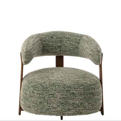 Fauteuil Schuim Olijfgroen van J-Line, olijfgroene loungefauteuil van schuim en stof