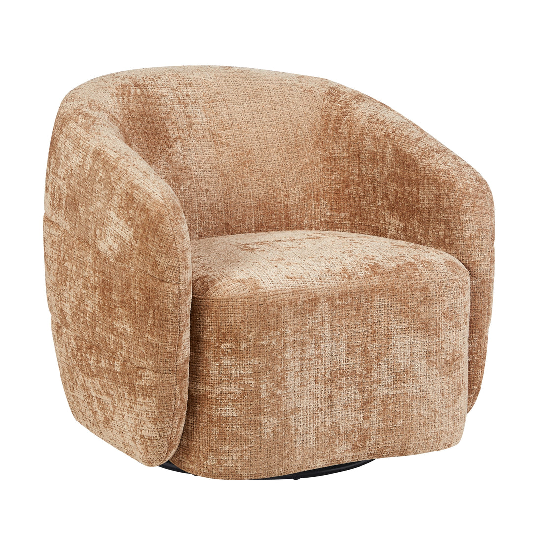 Fauteuil Yara van Starfurn in cinnamon, draaibare fauteuil met zachte afgeronde rug en armleuningen