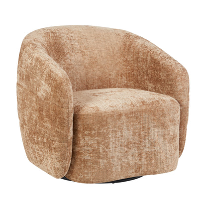Fauteuil Yara Cinnamon van Starfurn schuin van voren met zicht op het draaibare onderstel