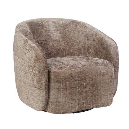 Fauteuil Yara van Starfurn in clay, draaibare fauteuil met zachte afgeronde rug en armleuningen