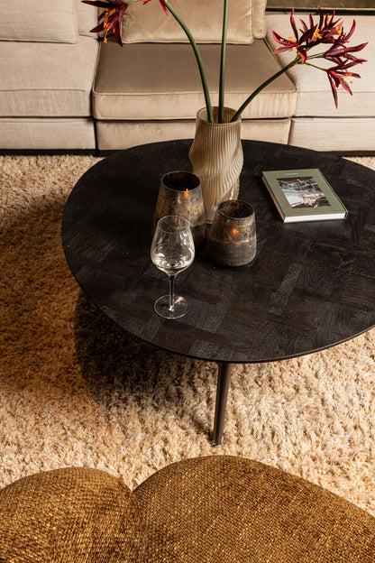 Fieron Black Wooden Coffee Table Organic Round PTMD - Salontafel - PTMD - livinglovely.nl