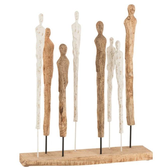 Figuren 8 Dun Mango Hout/Aluminium Wit/Naturel - Beeld - J-Line - livinglovely.nl
