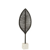 Figuur Blad Fijn Decoratief Aluminium/Marmer Zwart/Wit Small - Beeld - J-Line - livinglovely.nl