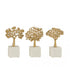 Figuur Boom Op Voet Aluminium/Marmer Goud/Wit Set van 3 - Beeld - J-Line - livinglovely.nl